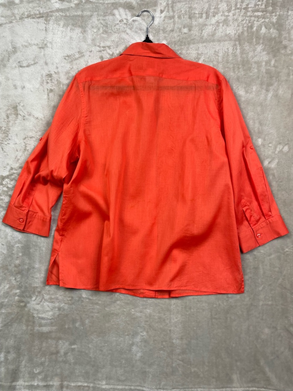 Chico's Button Up Lightweight Orange 100% Cotton 3/4 Sleeve/Roll up sleeve - Picture 2 of 9
